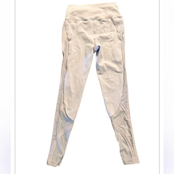 ALO Yoga Blush Pink Leggings W/Lace Mesh Detail - Picture 4 of 9